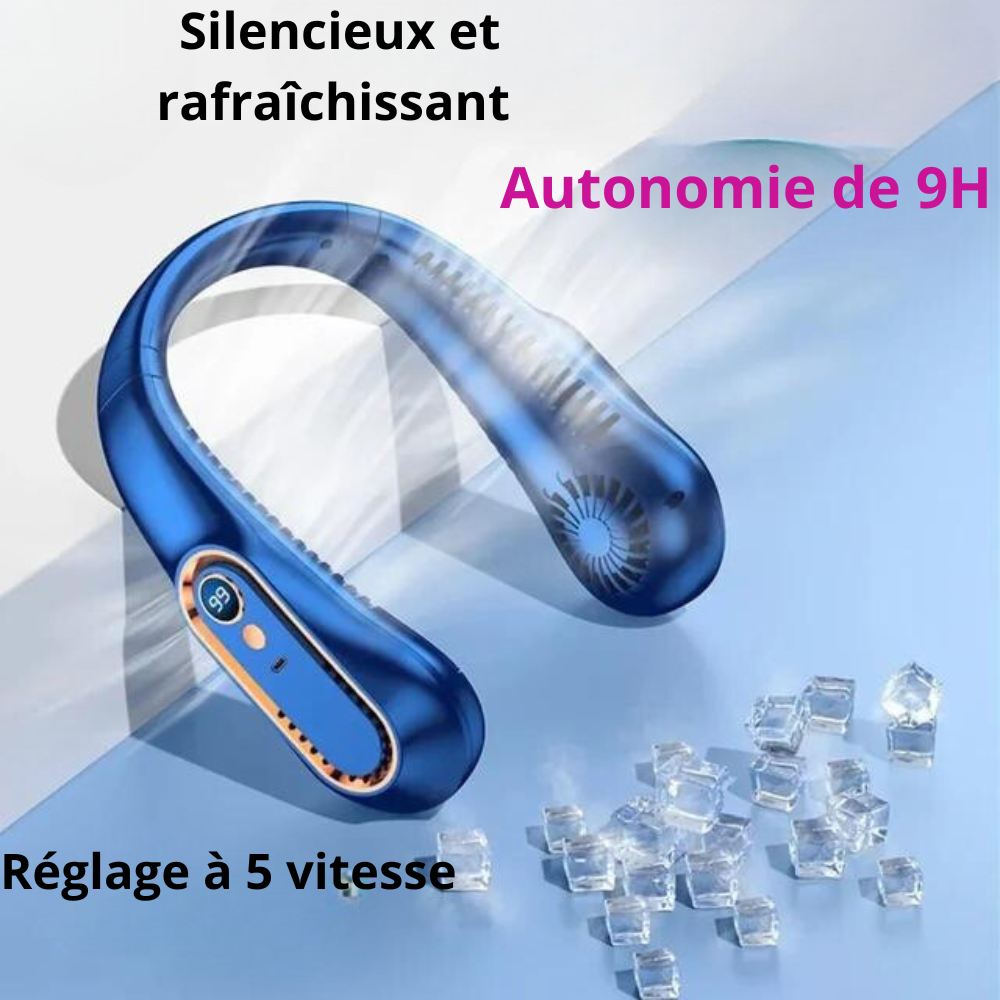 ventilateur de cou portable bleu