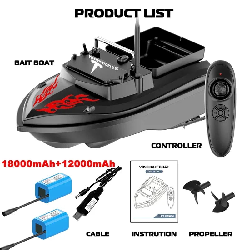 Bateau d'Appât de Pêche Haute Vitesse, Distance 500m, Étanche et Équipé de Veilleuses - Pawnstar