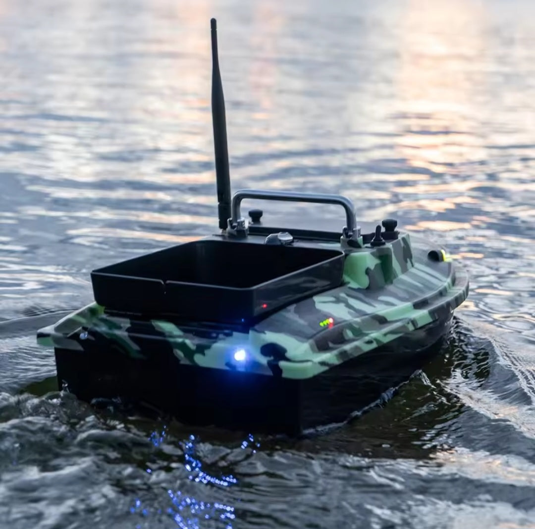 Bateau d'Appât de Pêche Haute Vitesse, Distance 500m, Étanche et Équipé de Veilleuses - Pawnstar